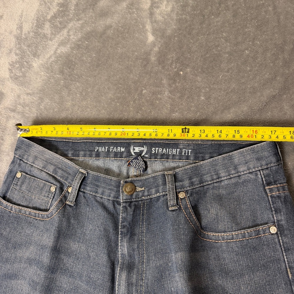 Phat Farm Mens 38x30 Straight Fit Jeans Blue Denim 100% Cotton Streetwear - Picture 10 of 10